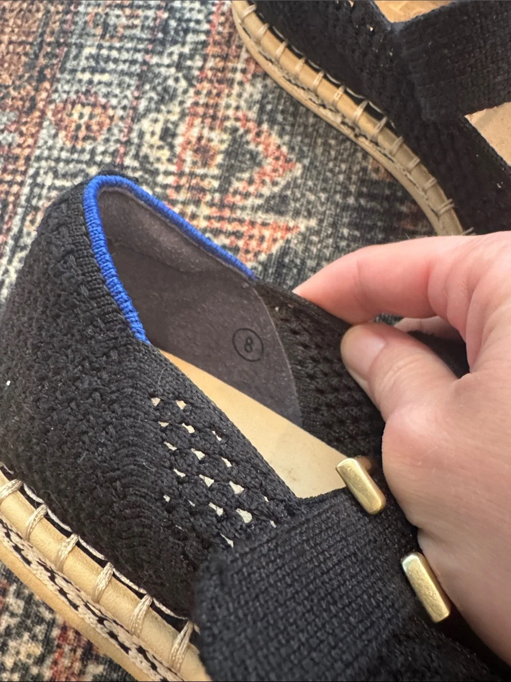 Rothy’s Espadrille Mary Jane Black Size 8 Flat Sustainable Spring Summer - Picture 4 of 4